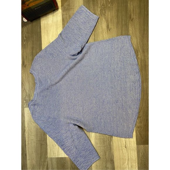 Talbots BUTTON-SLEEVE SWEATER - MARLED Blue 3/4 Sleeve Top, Size 2XL, MSRP $80 - Picture 7 of 11